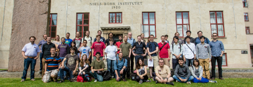 Picture of summer school in front of the Niels Bohr Institute